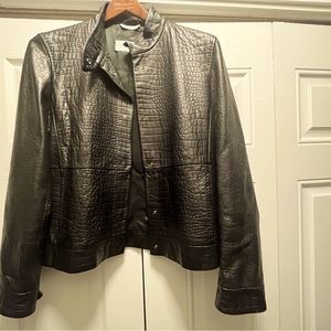 MaxMara, black crocodile embossed leather jackets, size 10, Excellent condition.